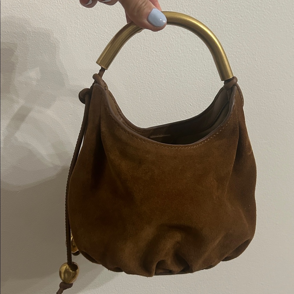 Madewell  Brown Suede Women's Bag with Gold Handle